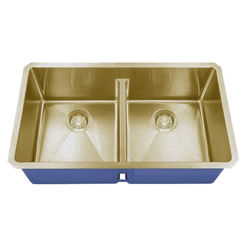 Dakota Sinks DSM-5050LD Signature M-Series 32 Inch Micro Radius 50/50 Low Divide Double Bowl Undermount Kitchen Sink with Bottom Grid - Poukt