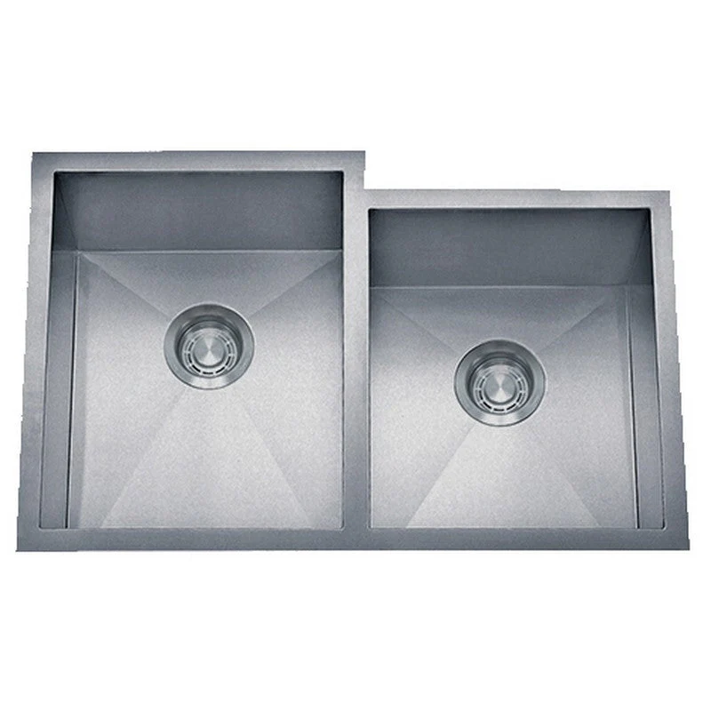 Dakota Sinks DSZ-6040-1 Signature Z-Series 30 3/4 Inch Zero Radius 60/40 Offset Double Bowl Undermount Stainless Steel Kitchen Sink with Bottom Grid - Poukt