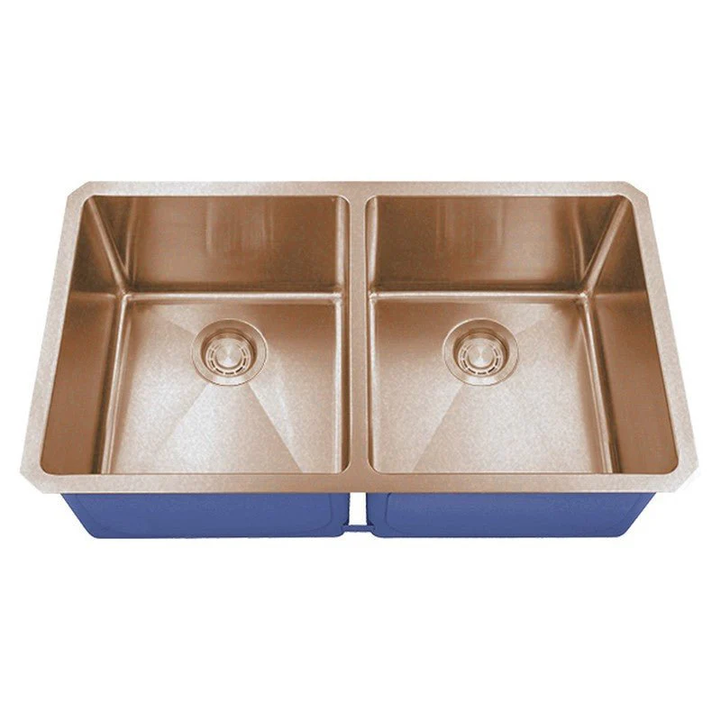 Dakota Sinks DSM-5050 Signature M-Series 32 Inch Micro Radius 50/50 Double Bowl Undermount Kitchen Sink with Bottom Grid - Poukt