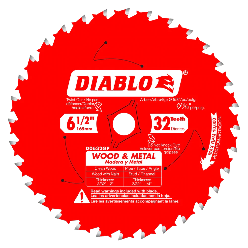 6-1/2 in. x 32 Tooth Wood & Metal Carbide Saw Blade - Poukt