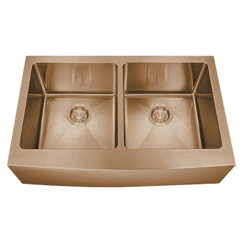 Dakota Sinks DSM-A5050 Signature M-Series 33 Inch Micro Radius Double Bowl Apron Front Kitchen Sink with Bottom Grid - Poukt