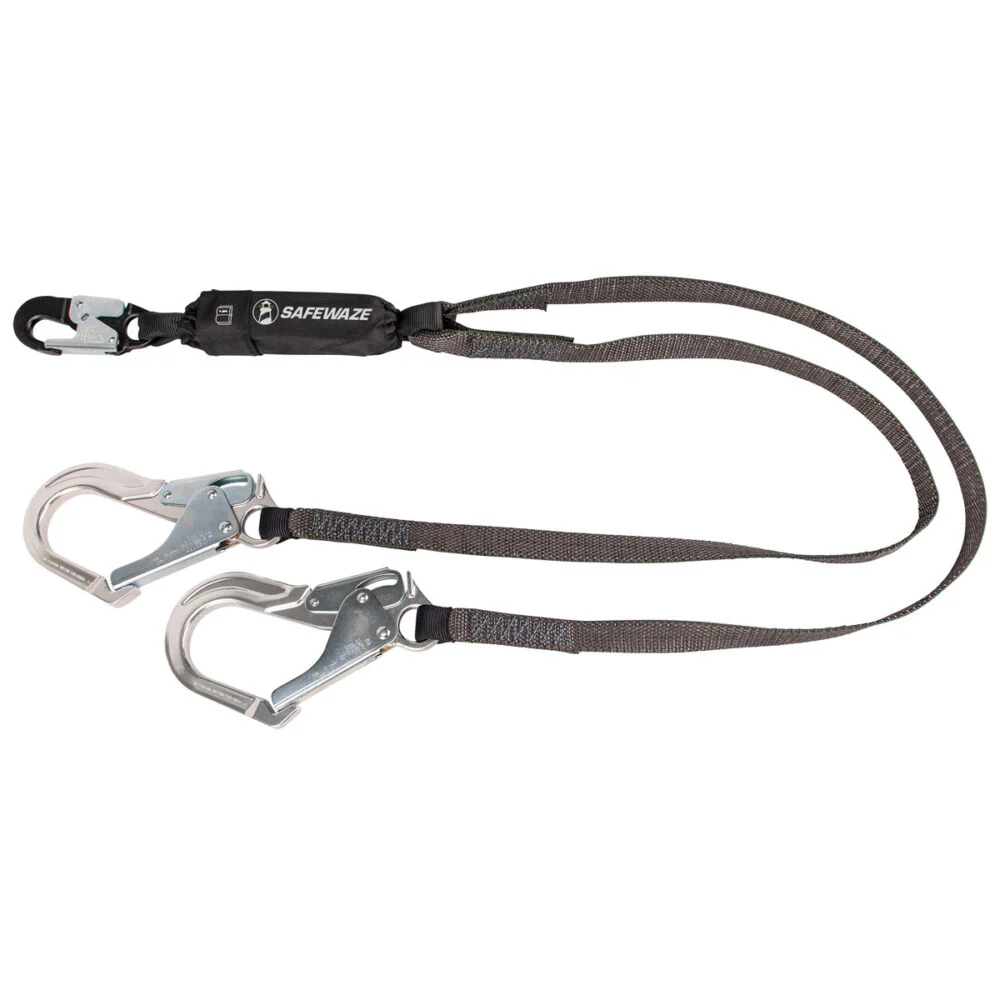 Heavyweight 6   Energy Absorbing Lanyard: Dual Leg, Alu Rebar Hooks - Poukt