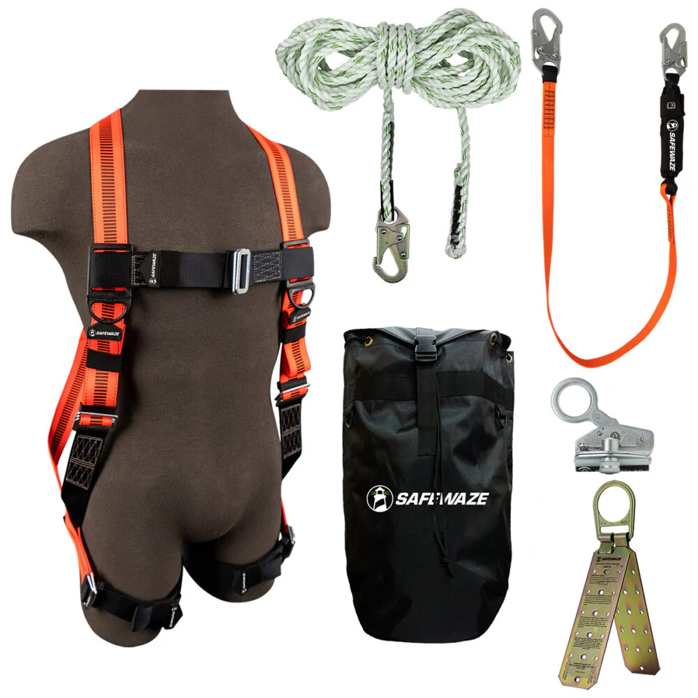 V-Line Bag Roof Kit: FS99280-E Harness, FS700-100 VLL, FS1118-DC Grab, FS88560-E Lanyard, FS870 Anchor, FS8185 Bag - Poukt