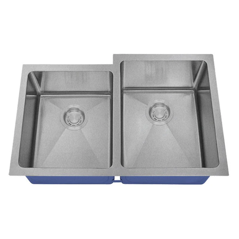Dakota Sinks DSM-4060-1 Signature M-Series 30 3/4 Inch Micro Radius 40/60 Offset Double Bowl Undermount Kitchen Sink with Bottom Grid - Poukt