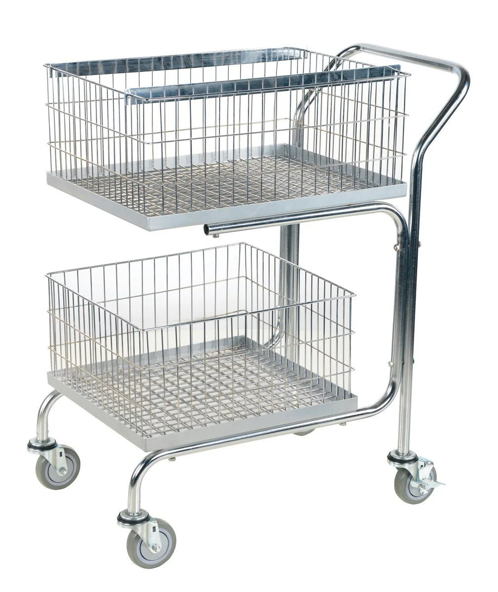 Double Tray/Double Basket Mail Cart - Poukt
