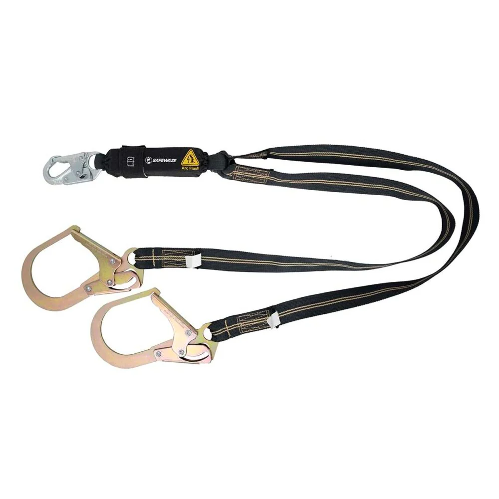 Arc Flash 6   Energy Absorbing Lanyard: 12  FF, Aramid, Dual Leg, Tower Rebar Hook - Poukt