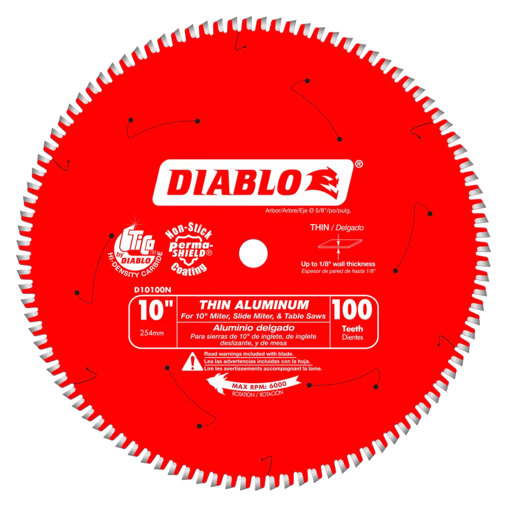 10 in. x 100 Tooth Thin Aluminum Cutting Saw Blade - D10100N - Poukt