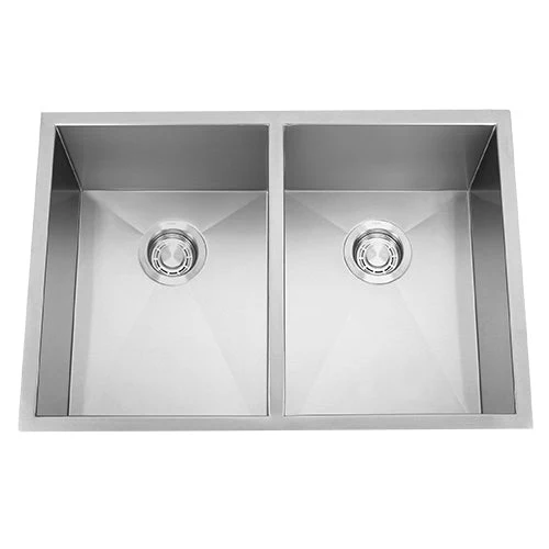 18g Zero Radius 50/50 Double Bowl Undermount Stainless Steel Kitchen Sink - Poukt