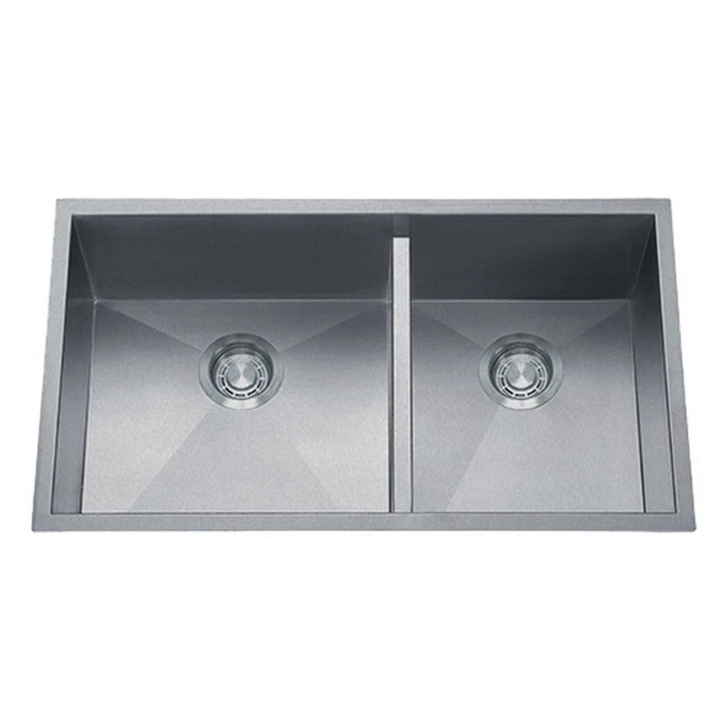 Dakota Sinks DSZ-6040LD Signature Z-Series 32 Inch Zero Radius 50/50 Low Divide Double Bowl Undermount Stainless Steel Kitchen Sink with Bottom Grid - Poukt