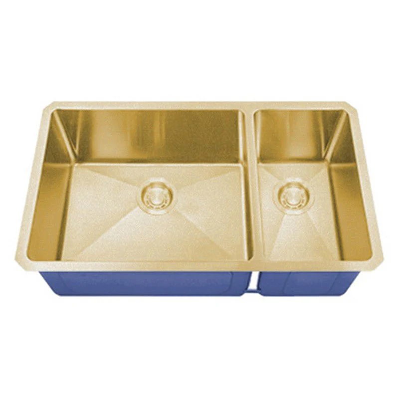 Dakota Sinks DSM-7030 Signature M-Series 32 x 10 Inch Micro Radius 70/30 Offset Double Bowl Undermount Kitchen Sink with Bottom Grid - Poukt