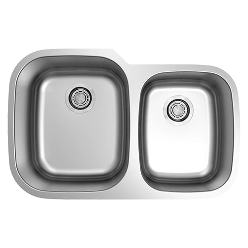18g Standard Radius 60/40 Offset Double Bowl Undermount Stainless Steel Kitchen Sink - Poukt