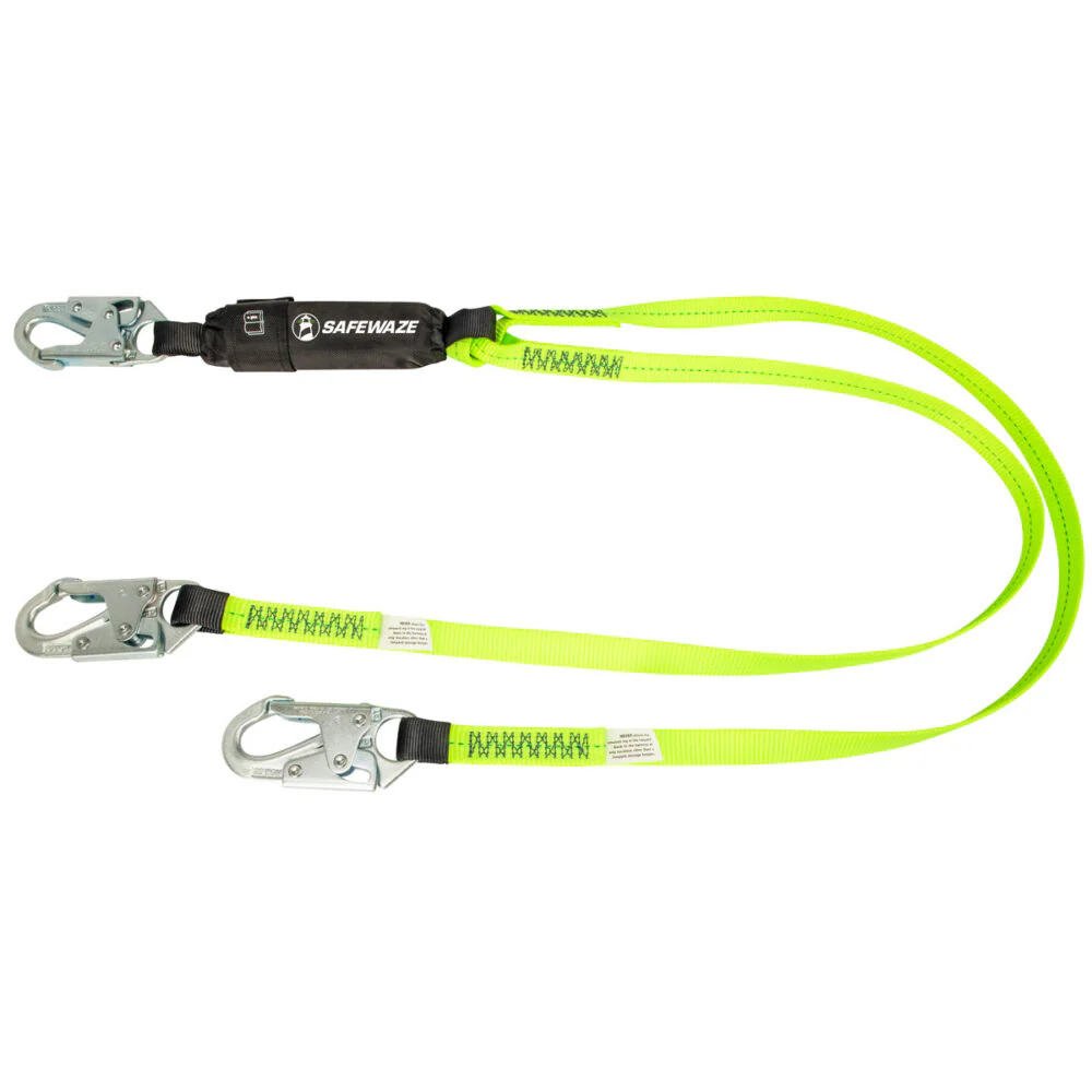 PRO 6   Energy Absorbing Lanyard: Dual Leg, Snap Hooks - Poukt