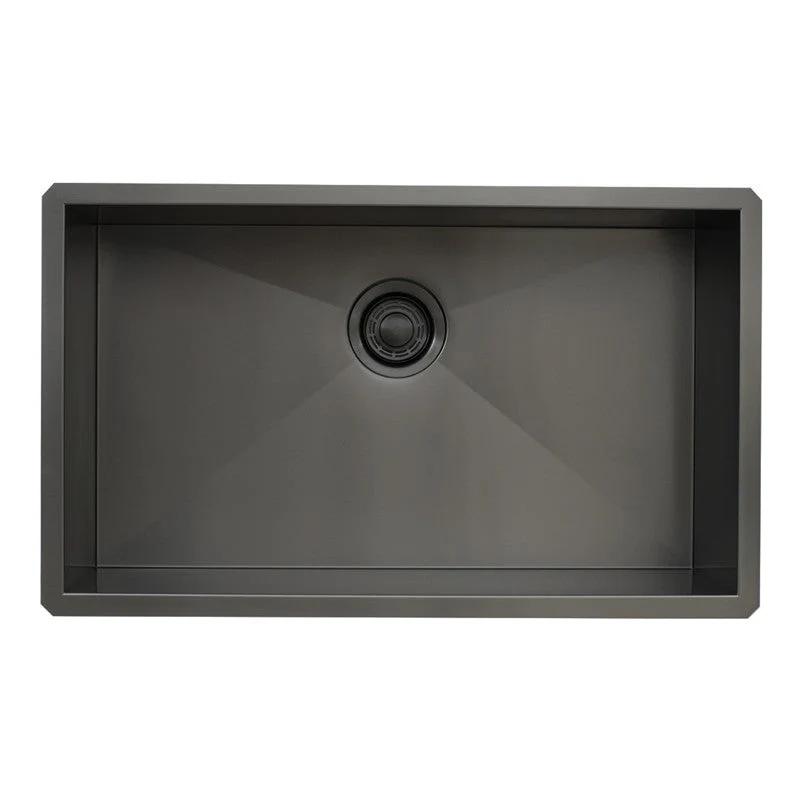 Dakota Sinks DSZ-3018 Signature Z-Series 30 Inch Zero Radius Single Bowl Undermount Stainless Steel Kitchen Sink with Bottom Grid - Poukt