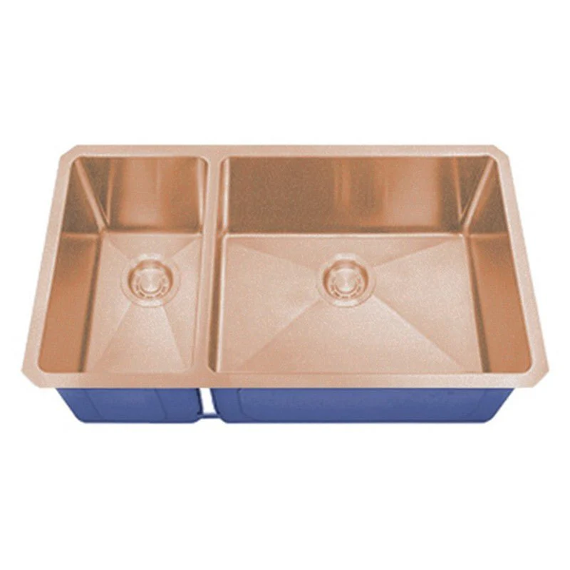 Dakota Sinks DSM-3070 Signature M-Series 32 Inch Micro Radius 30/70 Double Bowl Undermount Kitchen Sink with Bottom Grid - Poukt