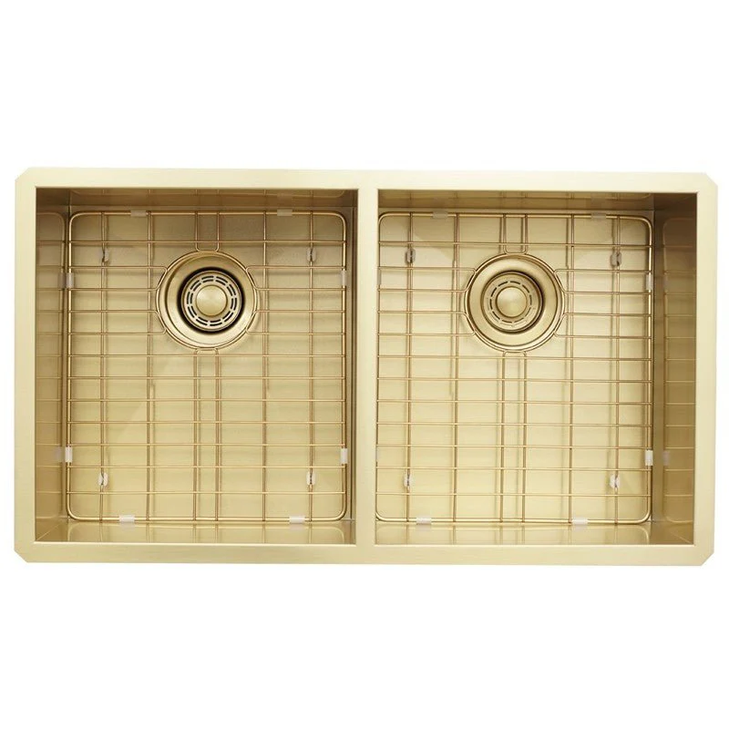 Dakota Sinks DSZ-5050 Signature Z-Series 32 Inch Zero Radius 50/50 Double Bowl Undermount Stainless Steel Kitchen Sink with Bottom Grid - Poukt