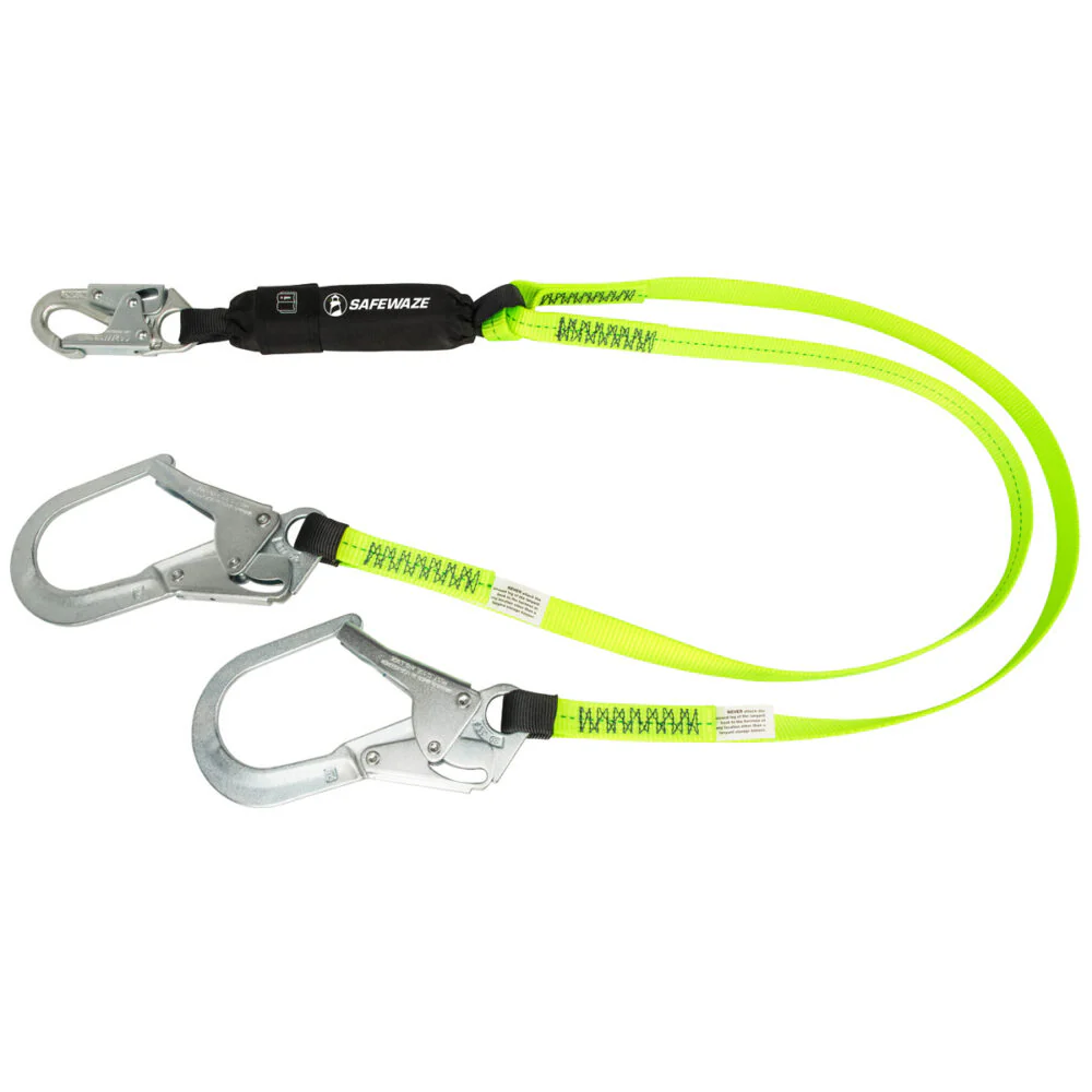 PRO Energy Absorbing Lanyard: Dual Leg, Rebar Hook - Poukt