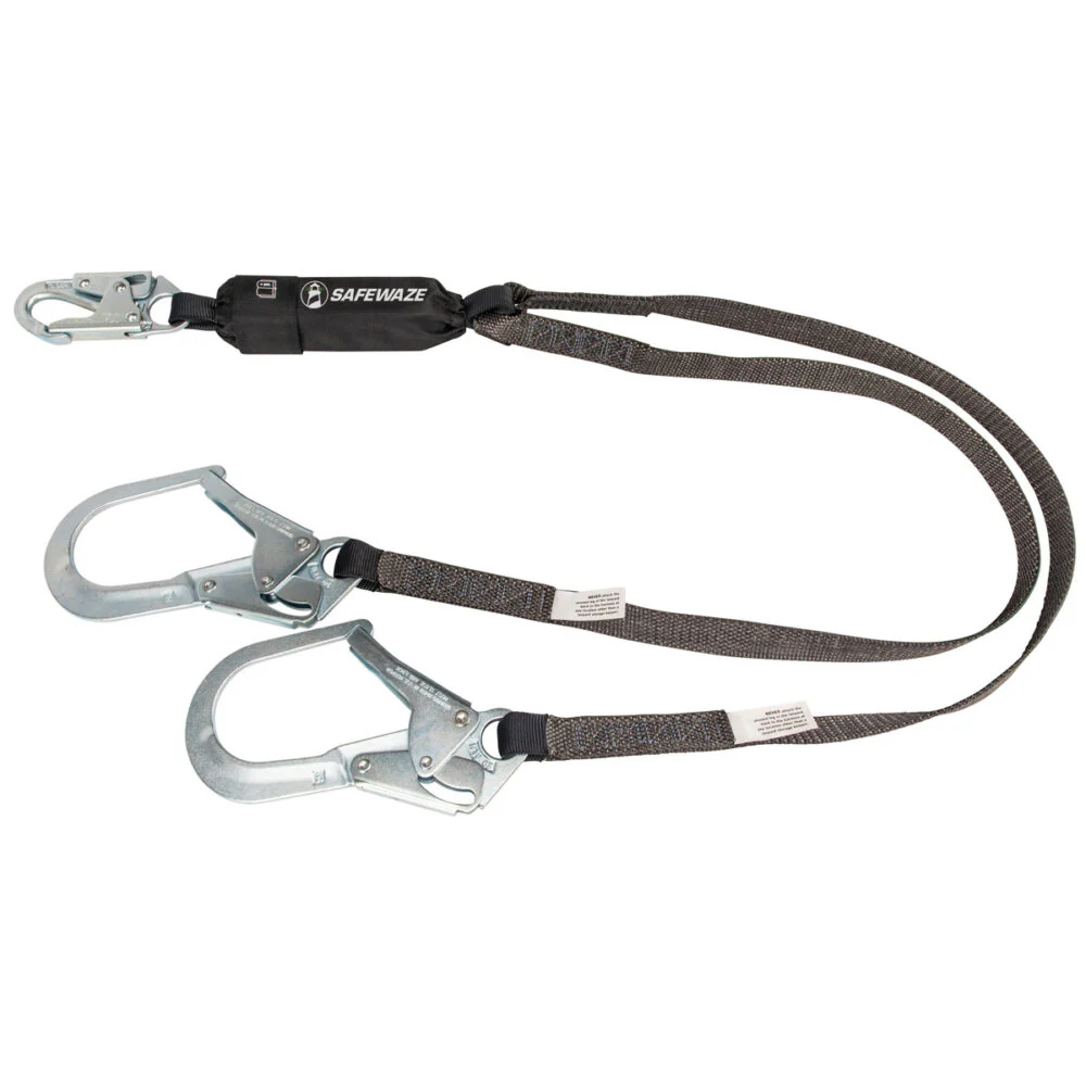 Heavyweight 6   Energy Absorbing Lanyard: Dual Leg, Rebar Hooks - Poukt