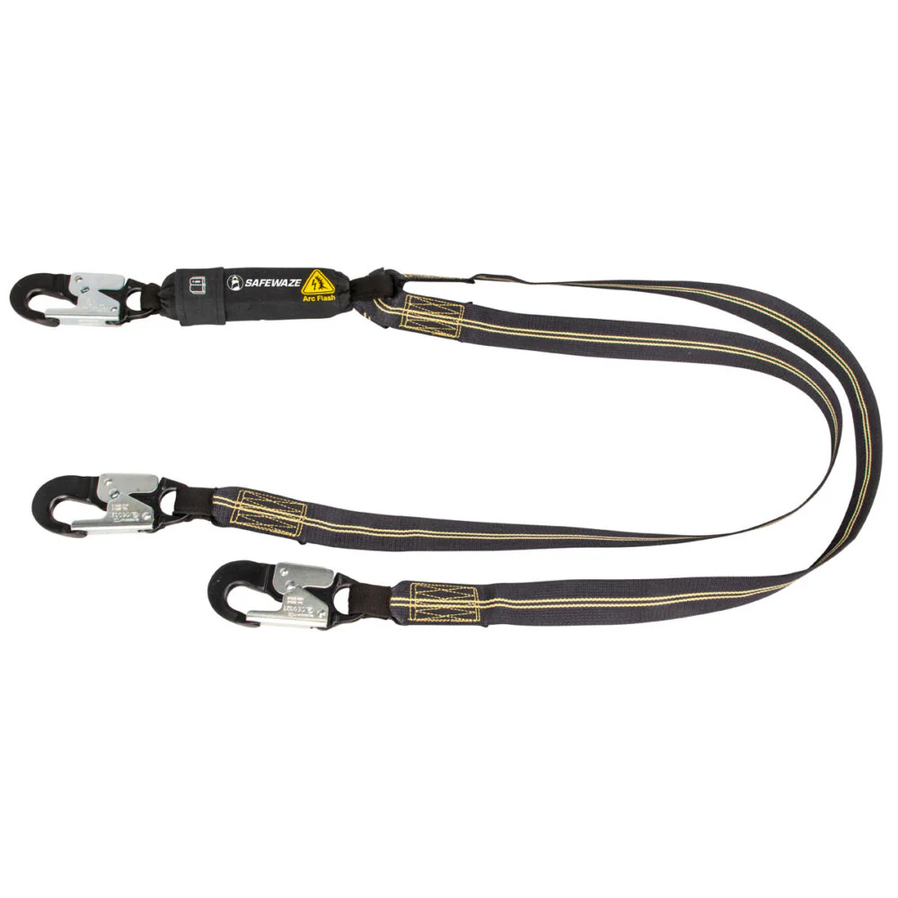 Arc Flash 6   Energy Absorbing Lanyard: Aramid, Dual Leg, Alu Snap Hooks - Poukt