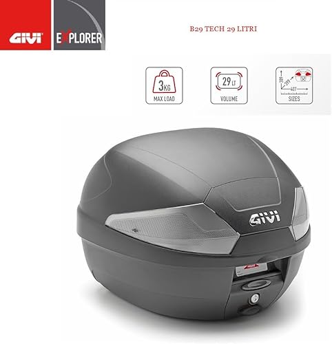 Compatible avec Aprilia SXR 50 B29NT2 Valise Tech Top Case+Plaque GIVI pour 1 Casque INTÉGRAL OU Jet Inserts Transparents Moto Scooter avec Porte-Bagages ARRIÈRE - Poukt
