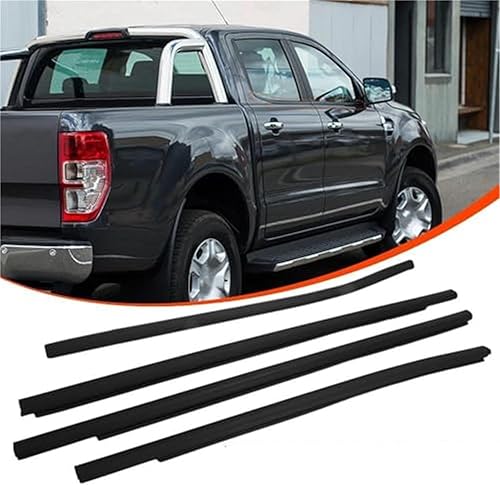 MKVAXR Protecteur de Bord de portière de Voiture, Ford, for Ranger PX XLT 2012-2021 4 Portes 4 pièces Bande d'étanchéité moulure de fenêtre Garniture Joint Ceinture Verre Joint de Toit de Voiture - Poukt