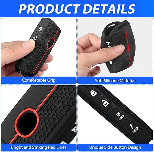 LbsAMP Coque Clé de Voiture 4 Boutons Compatible avec Mazda 3 6 CX30 MX30 CX9 X9 CX4 CX5 X5 CX8 MX5 SS30 Protège Clef de Voiture avec Porte Clés Télécommande Housse Coque de Protection Silicone - Poukt