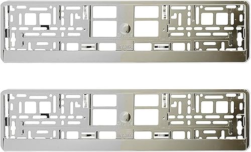 Lot de 2 supports universels de qualité supérieure pour plaque d'immatriculation au look chromé - Poukt