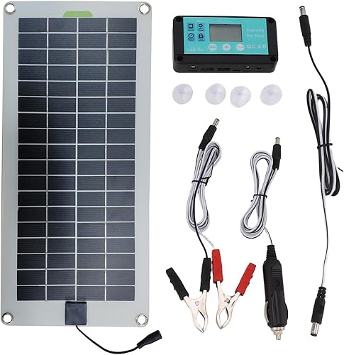 Chargeur de batterie de voiture solaire, chargeur de batterie de panneau solaire 30 W 12 V, kit de charge de maintien avec prise allume-cigare et pince crocodile pour Voiture, camion, tracteur, bateau - Poukt