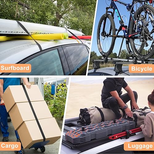 Cozary 4 Pièces Sangles d'arrimage 3M, Sangle de Serrage Largeur 20MM, Sangle Arrimage avec Boucle, Sangle Valise Voyage à Charge Maximale 250KG, Sangle Moto Remorque - Poukt