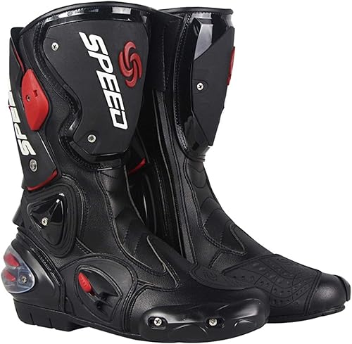 Bottes Motocross Imperméable, Ventilation Réglable, Bottes de Moto Hommes, Bottes de Moto Cross Etanche en Cuir Chaussures de Moto Offroad Enduro Bikers Sport - Poukt