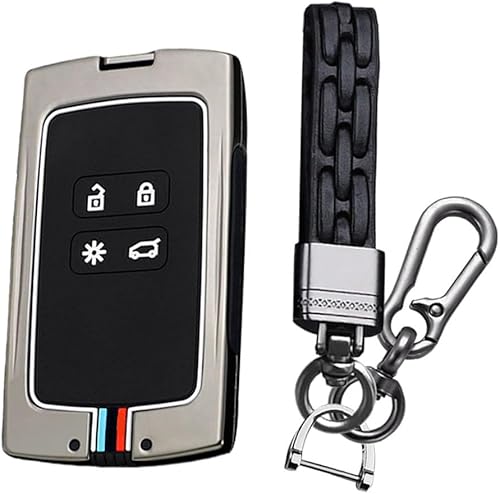 KUNIO Coque de clé de voiture pour Renault Captur 2 Kadjar Dacia Sandero Stepway Duster Espace Grand Scenic IV Kangoo Talisman Coque de protection en métal Porte-clés A Noir - Poukt