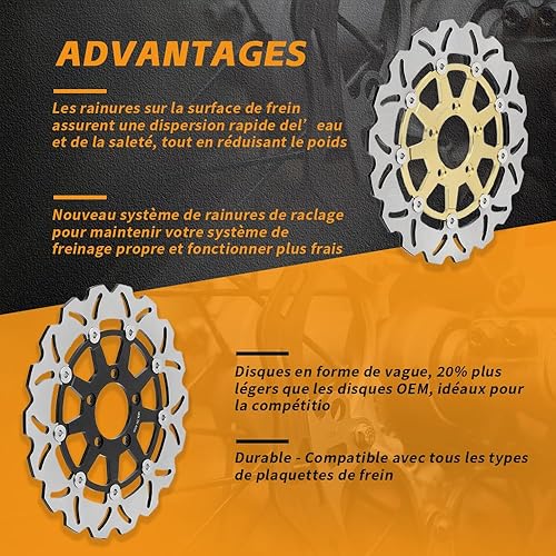TARAZON Pour Suzuki SV650 2003-2010 SV 650 S 2003-2015 Disques de Frein Avant Arrière et Plaquettes - Poukt