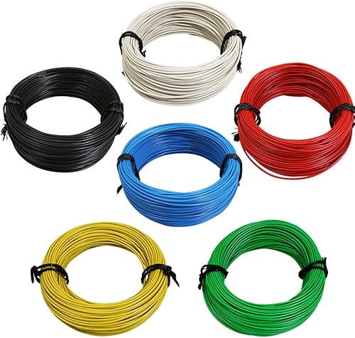 1M FIL ELECTRIQUE 1mm² 12/10 MOTO MOBYLETTE SCOOTER TRACTEUR TONDEUSE CABLE NOIR BLEU BLANC ROUGE VERT JAUNE (Rouge) - Poukt