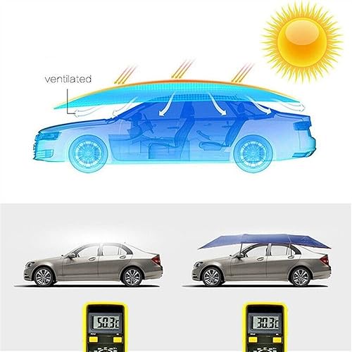 Housse de Voiture Bâche Parapluie Voiture Housse De Protection Solaire Parapluie Voiture Tissu Oxford Résistant Aux UV Pliable Tente De Toit Imperméable pour Voiture 4×2.1M Couverture de Voiture (Col - Poukt