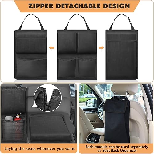 FINTIE Organisateur de Voiture de Coffre - Détachable Sac de Rangement Voiture Multipurpose Organisateur de Siège de Voiture Poche pour voiture accessoires interieur pour Jeep, SUV, Van (Noir/Noir) - Poukt