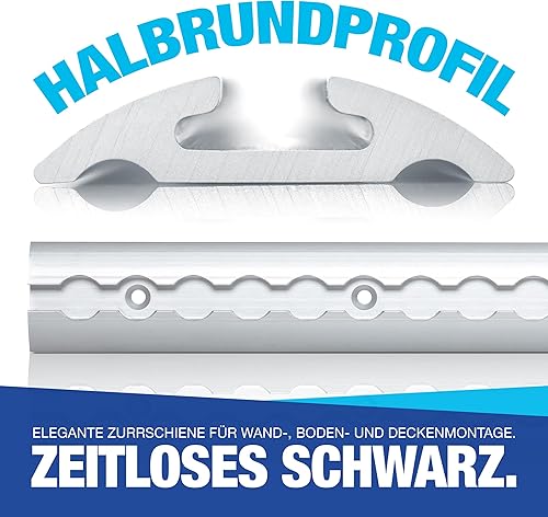 NTG 2 pièces de 2 m de Rail Airlin de Forme Semi-Circulaire en Aluminium - Set économique - avec 10 pièces de raccords en Plastique | Rail d'arrimage percé | Argent anodisé - Poukt