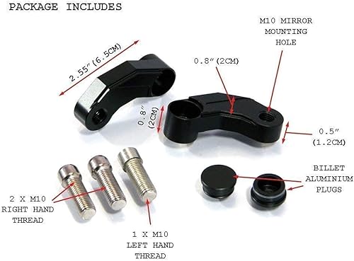 Rehausse de Rétroviseurs Moto | Pas de Vis Normal 10mm Pour Honda, Suzuki et Kawasaki | Par 2 - Poukt