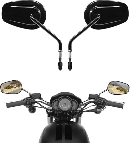 XMT-MOTOR Rétroviseur de moto 8 mm pour Harley Dyna Softail Touring Sportster 1982+ (chromé) - Poukt