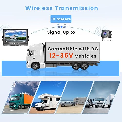 Caméra de recul Double avec 9''Écran d'enregistrement 1080P, Carte TF 32G, Affichage de la Caméra de recul, 2 Écrans Divisés, Vision Nocturne, Etanche IP69, Camera de recul pour Camion RV Campers Van - Poukt