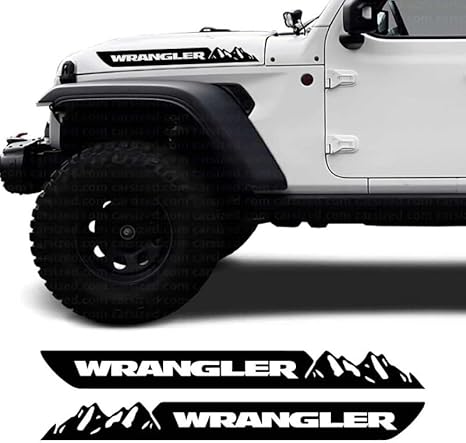 STAR SAM Stickers 4x4 pour voiture latérale compatibles avec Jeep Wrangler - Autocollants voiture extérieur sahara, overland, war machine et contour. (Wrangler contour, blanc 010) - Poukt