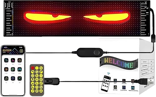 AMFUN Yeux LED Devil Eyes pour Camion et Voiture, Yeux de Diable pour Voiture, écran LED programmable pour Texte, Voiture, Camion(173 x 70 mm) - Poukt