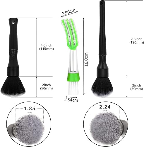KAMEUN Pinceau de Détail, 3pcs Brosse Nettoyage Voiture Set, Detailing Pinceau Auto, Kit de Brosse Nettoyage Voiture Intérieur Extérieur pour Roues de La Voiture/Tableau de Bord/Bouches D'aération - Poukt