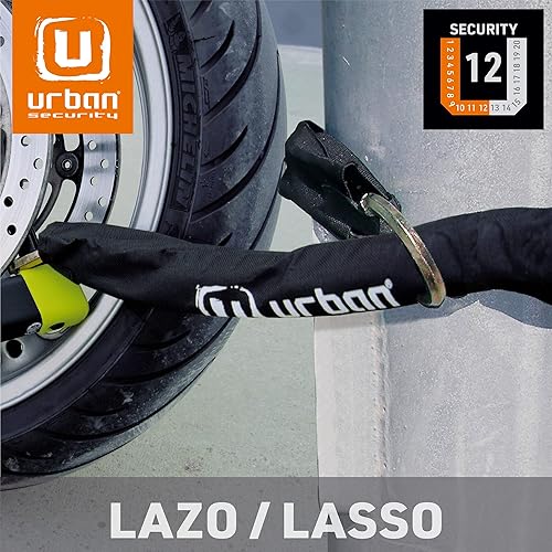 urban GoCo 11.100L Chaîne de Sécurité Antivol Moto Multifonction, Acier Cimenté Ø 11 Hexagonal avec Système de Boucle, 100 cm - Poukt