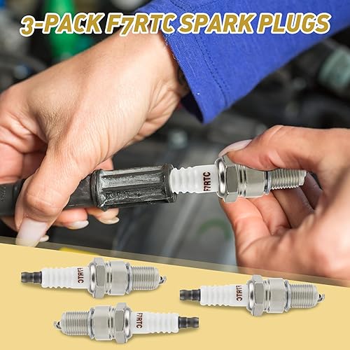 UBERMing 3 Pièces Bougie Allumage F7RTC Bougie D'Allumage Standard de Rechange pour Tondeuses à Gazon Souffleuses à Neige Séparateurs Cultivateurs Générateurs Pompes à eau - Poukt