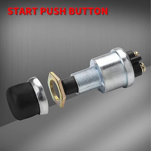 Greluma 3 Pcs Interrupteur à bouton de démarrage étanche, interrupteur d'allumage momentané robuste 12 V 50 A, bouton de démarrage du moteur pour voiture camion bateau RV ATV - Poukt