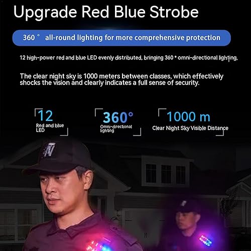 Clip LED étanche, lumière clignotante de sécurité, stroboscope rouge bleu, lampe rechargeable par USB, lumière d'avertissement d'épaule, stroboscopique rouge bleu, lampe à clip transparente, - Poukt