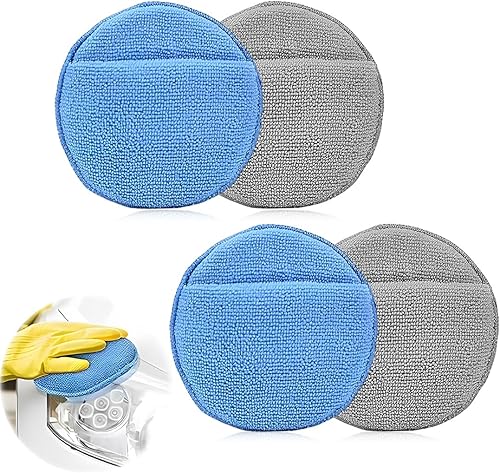 4 Pièces éponge Voiture,éponge de Polissage Tampon Polissage Tampon Applicateur Voiture Eponge Polissage Voiture Pad Polissage,Eponge Microfibre Voiture avec Bande élastique,polish voiture - Poukt