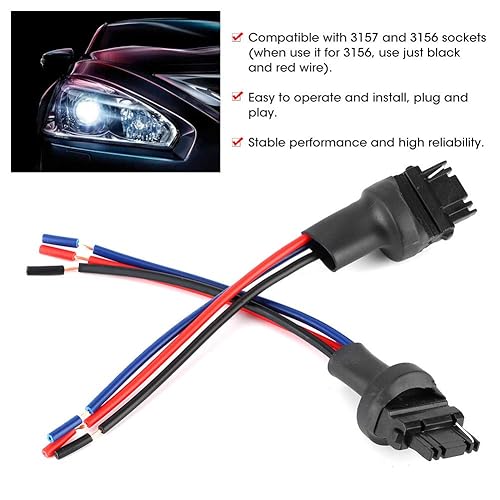 2 pièces 3157 connecteur de prise mâle fil d'adaptateur de support d'ampoule de voiture pour clignotant, feu de freinage, feu arrière et rénovation de feux de jour - Poukt
