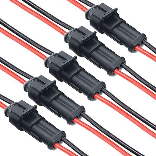 DONJON Connecteur Electrique étanche, connecteur de câble automobile à 2 Pin, Voiture Étanche Connecteur Électrique avec câble 16 AWG, pourpour Bateau Camion Auto Scooter Moto (5 pack) - Poukt