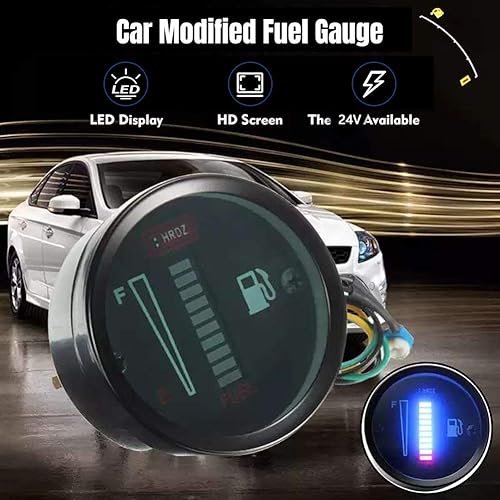 Jrpzcv 24 V 2 Pouces 52Mm Universel Voiture Moto Jauge de Niveau de Carburant Jauge LED Affichage de la LumièRe Jauge de RéServoir de Carburant Bateau Camion RV - Poukt