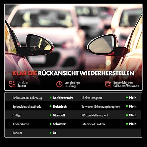 Frankberg Rétroviseur extérieur électrique droit 7 broches & chauffant et capteur de température compatible avec Kangoo Be Bop KW0/1 2009-2012 Replace# 51000050915 - Poukt